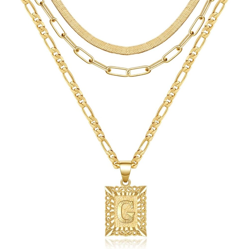 Personalized Gold Initial Necklace Set With Figar… - image 1